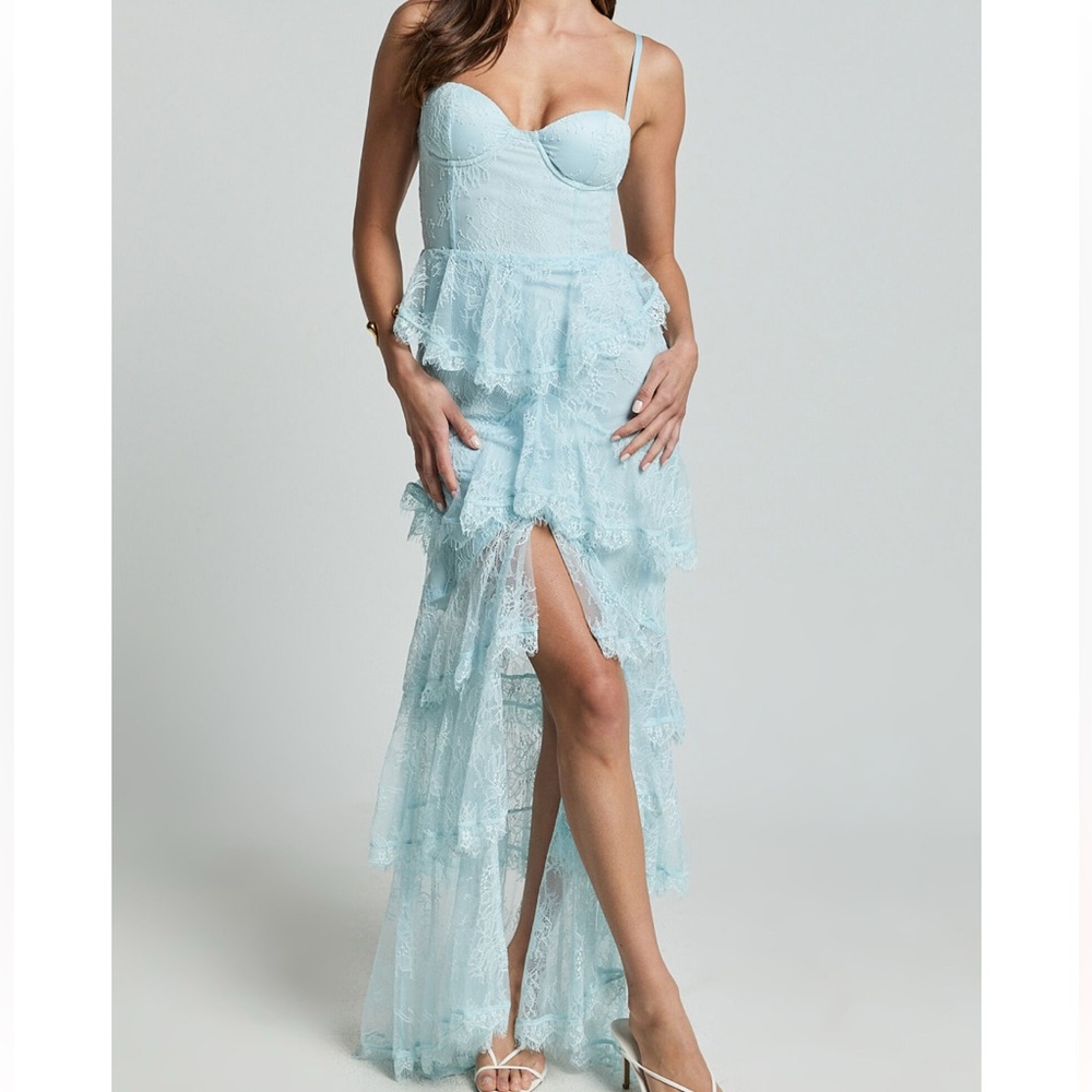 NWT | Showpo Merrick Maxi Dress in Ice Blue | Elegant Lace Gown | Size US 6